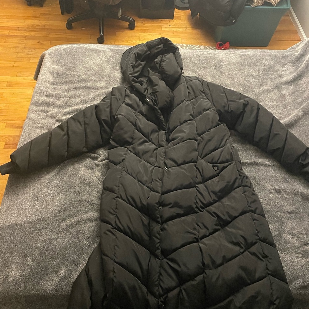 Black Hooded Puffer Coat